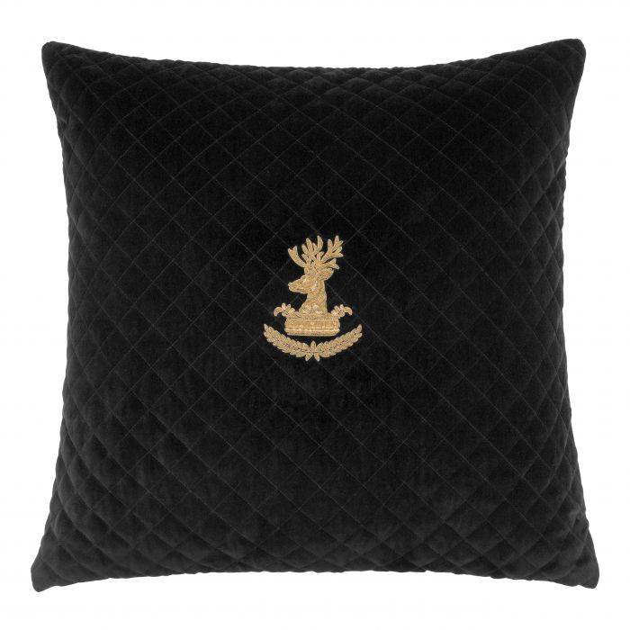 Pillow Deer Black velvet | diamond stitch Gold colour thread | hand embroidered 60 x 60 cm