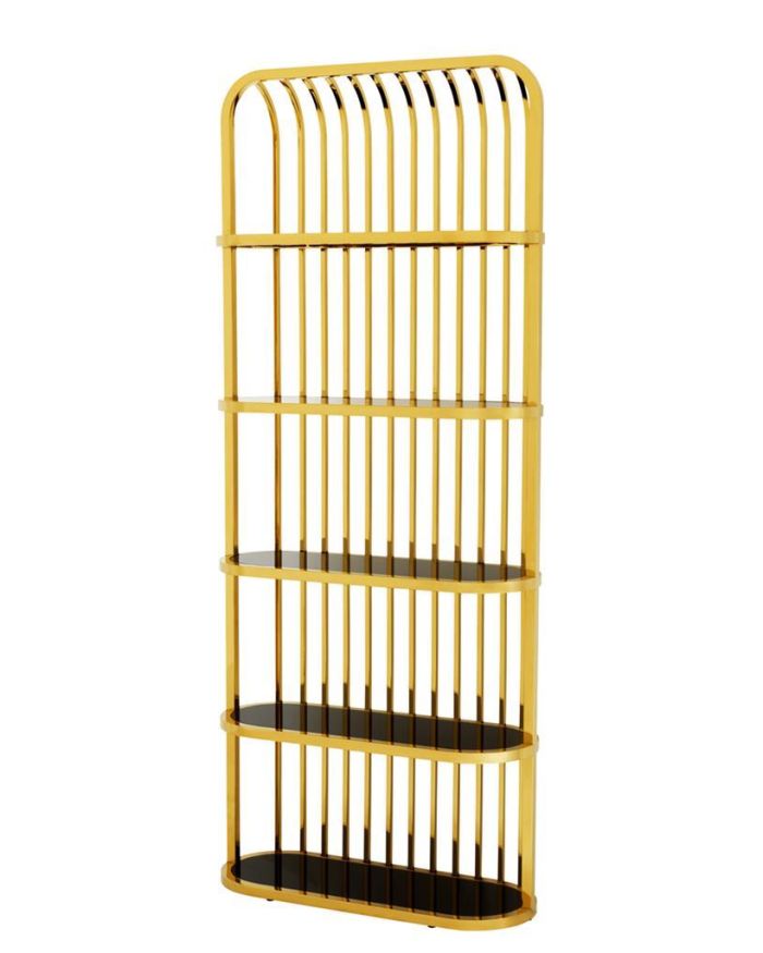 Cabinet Paris Gold finish | black glass 95 x 36 x H. 230 cm