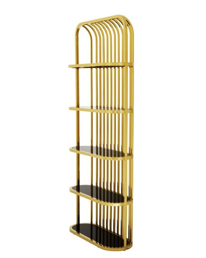 Cabinet Paris Gold finish | black glass 95 x 36 x H. 230 cm