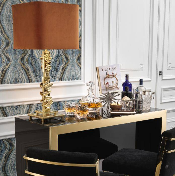 Table Lamp Raffinesse Polished brass Including orange velvet shade N/A