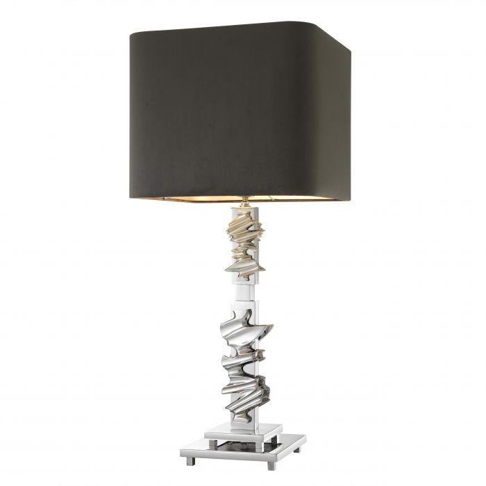 Table Lamp Raffinesse Nickel finish Including grey velvet shade