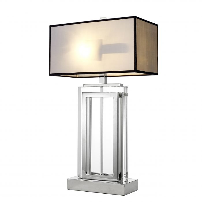 Table Lamp Mon Dieu Crystal glass | nickel finish Including grey shade with black trim