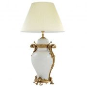 Table Lamp Chic Cream ceramic | antique brass finish Including pleated off-white shade N/A