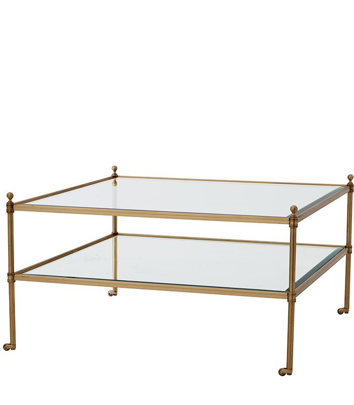 Coffee Table Rectangle Aged brass finish | bevelled glass 78 x 78 x H. 44 cm 30.71″ x 30.71″ x 17.32″ H