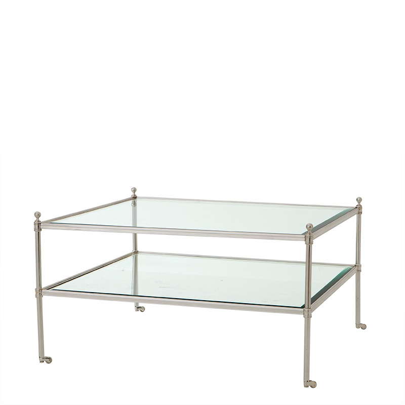 Coffee Table Rectangle Silver plated | bevelled glass 78 x 78 x H. 44 cm 30.71″ x 30.71″ x 17.32″ H
