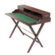Travel Desk James Cook Mahogany wood | green leather look top Antique brass hardware