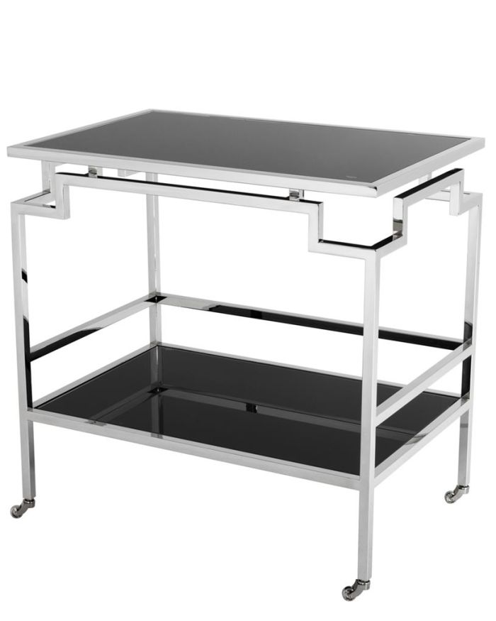Trolley Asolo Polished stainless steel | black glass