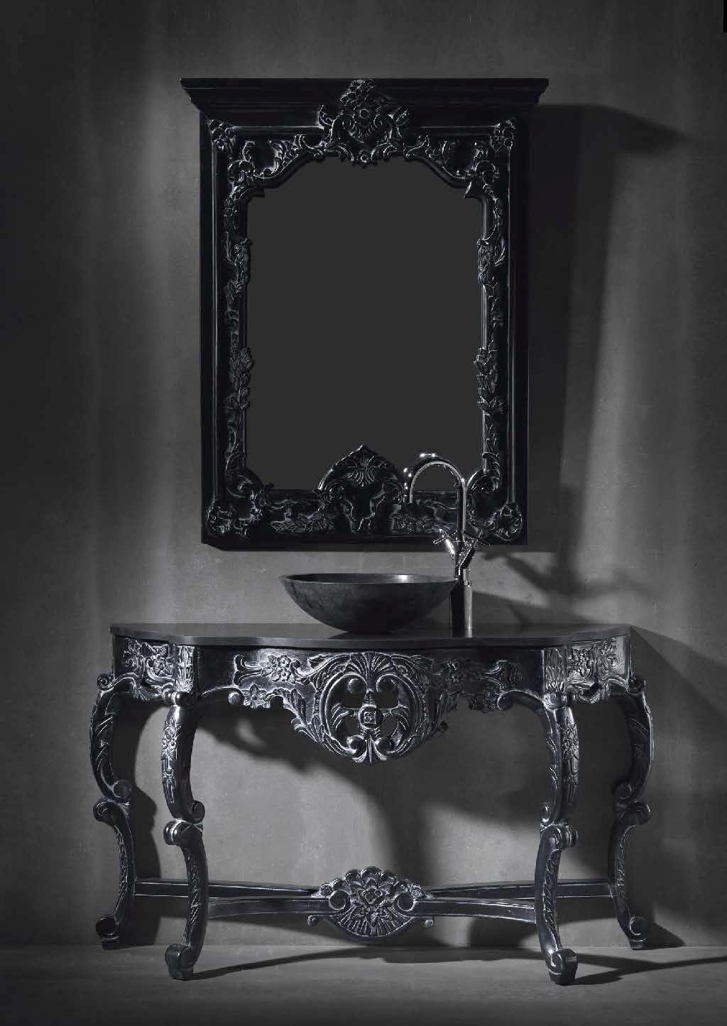 Bath Mirror Dramatic 111 x 87 ANTHRACITE ON WOOD; WITH GLASS
