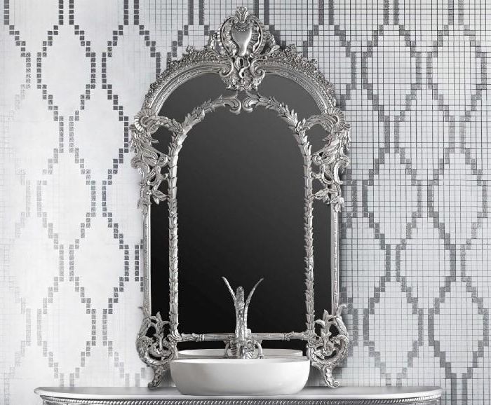 Bath Mirror Fantasy 165 x 96 ANTIQUARY WHITE ON WOOD