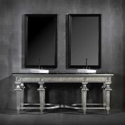 Bath Console Serious 202 x 66 x 84 ANTIQUE SILVER ON WOOD; TOP: BLACK MARQUINA MARBLE