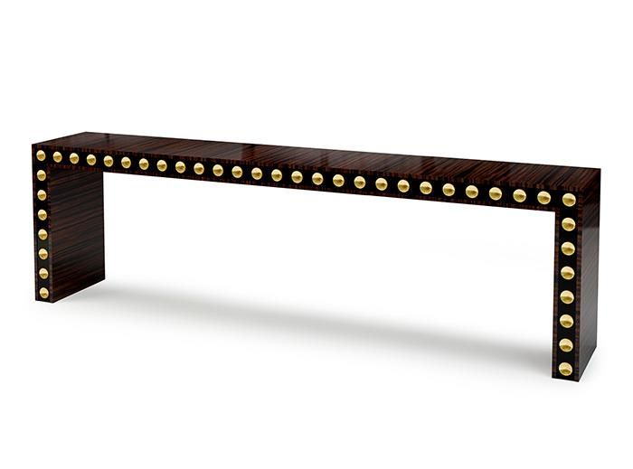Console Golden Points 300 x 50 x 88 cm Ebony, black laquered and gold
