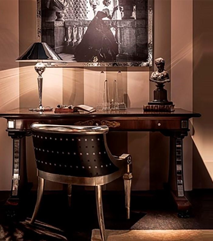 Desk Asunción 149x70x77 Mahogany, Sycamore, Black and Mirror