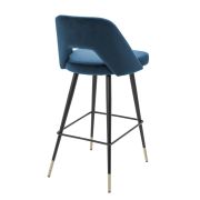 Bar Stool Eburo Roche blue velvet | black & brass legs A. 50 | B. 50 | C. 100 | D. 43 | E. 75 cm