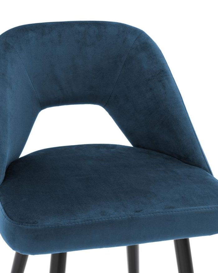 Bar Stool Eburo Roche blue velvet | black & brass legs A. 50 | B. 50 | C. 100 | D. 43 | E. 75 cm