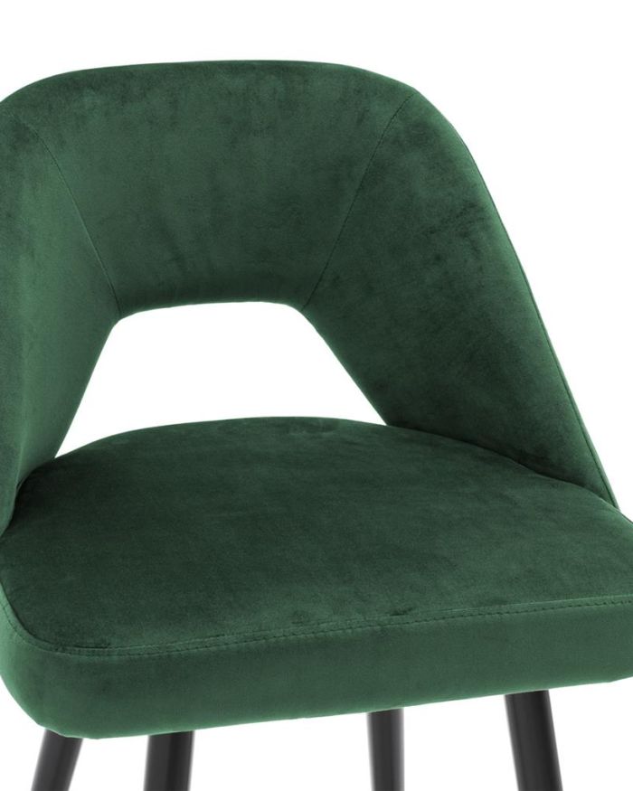 Bar Stool Eburo Roche green velvet | black & brass legs A. 50 | B. 50 | C. 100 | D. 43 | E. 75 cm