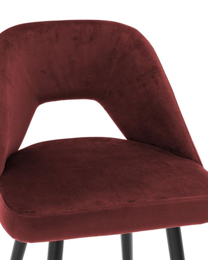 Bar Stool Eburo Roche bordeaux velvet | black & brass legs A. 50 | B. 50 | C. 100 | D. 43 | E. 75 cm