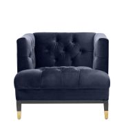 Chair Bette Davis Savona midnight blue velvet | black & brass legs A. 93 | B. 85 | C. 79 | D. 61 | E. 44 cm