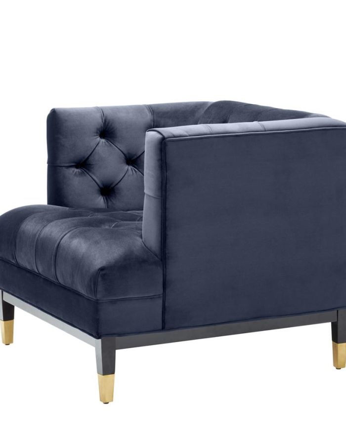 Chair Bette Davis Savona midnight blue velvet | black & brass legs A. 93 | B. 85 | C. 79 | D. 61 | E. 44 cm