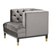 Chair Bette Davis Roche porpoise grey velvet | black & brass legs A. 93 | B. 85 | C. 79 | D. 61 | E. 44 cm