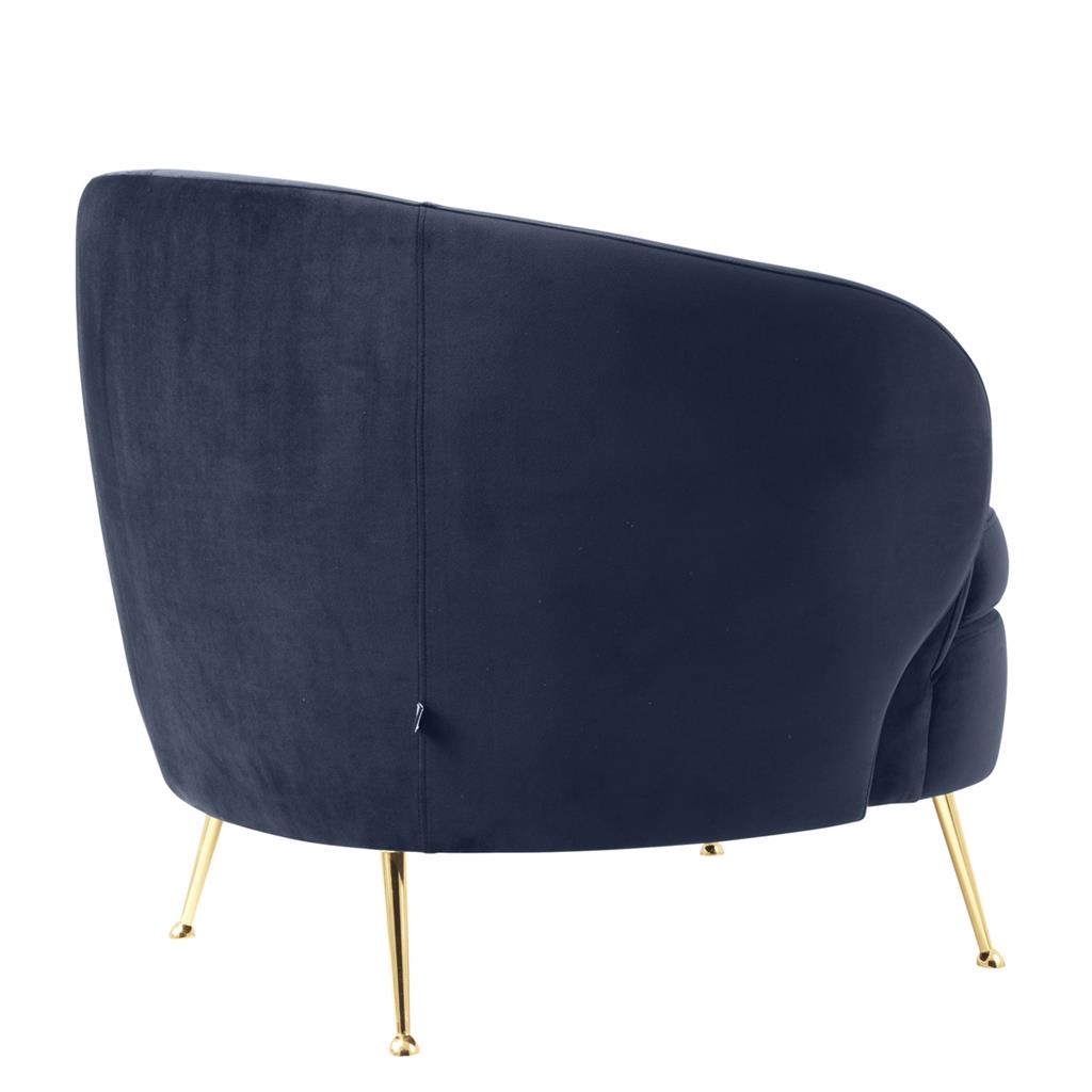 Chair Ava Gardner Savona midnight blue velvet | brass legs A. 92 | B. 85 | C. 79 | D. 58 | E. 43 | F. 67 cm