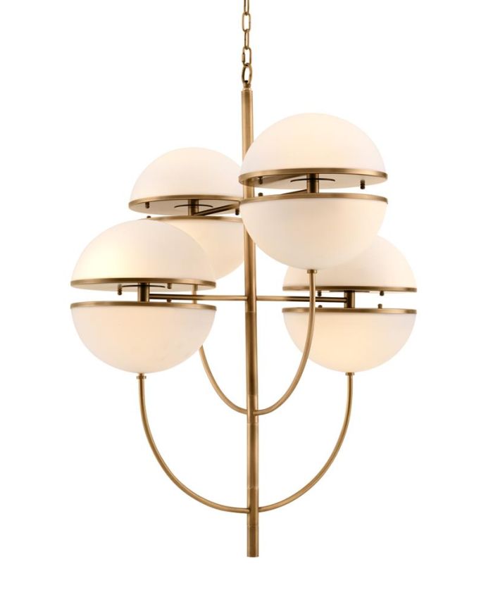 Chandelier Alderraan Antique brass finish | white glass ø 81 x H. 107 cm