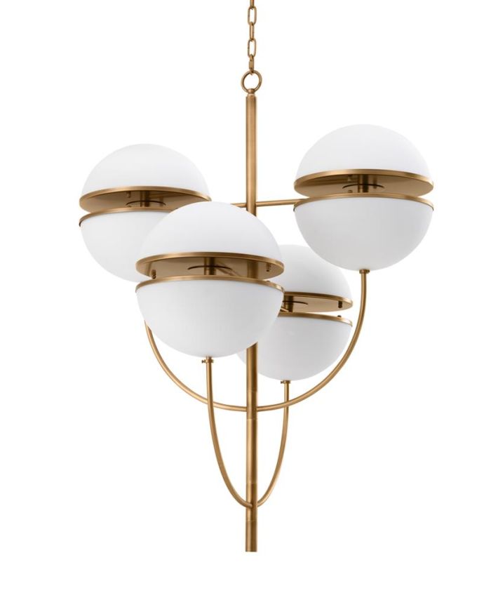Chandelier Alderraan Antique brass finish | white glass ø 81 x H. 107 cm
