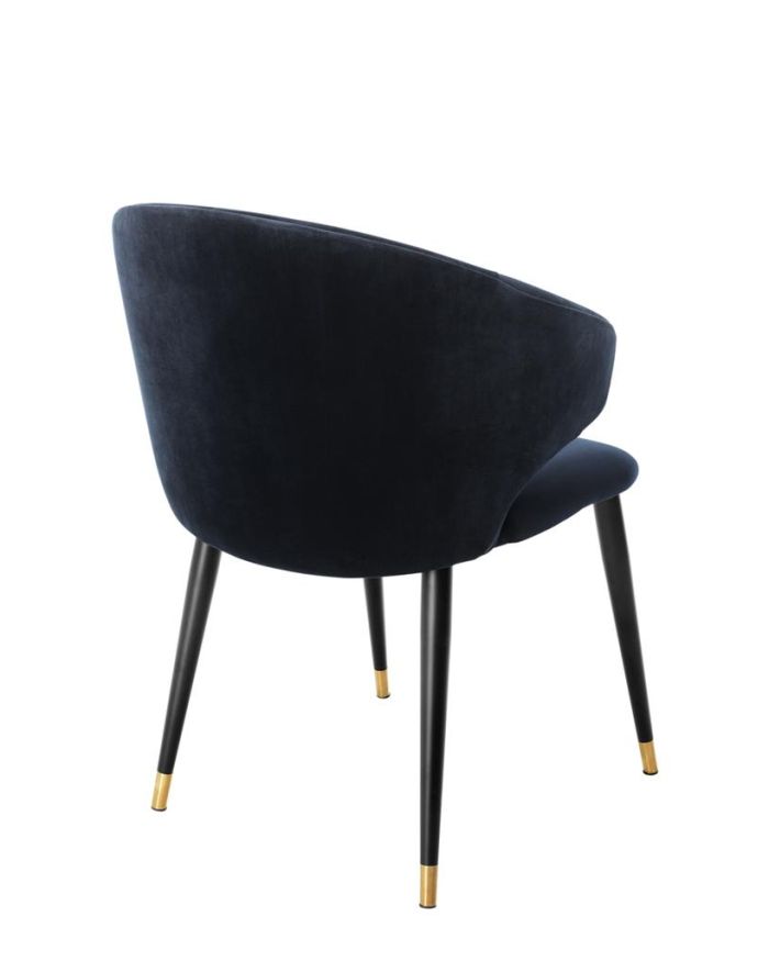 Dining Chair Wonder Savona midnight blue | black & gold legs A. 57 | B. 64,5 | C. 83 | D. 47 | E. 48 | F. 70 cm