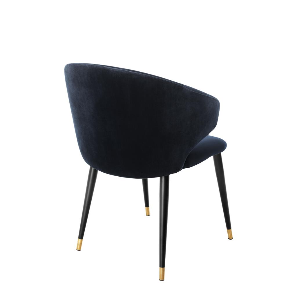 Dining Chair Wonder Savona midnight blue | black & gold legs A. 57 | B. 64,5 | C. 83 | D. 47 | E. 48 | F. 70 cm