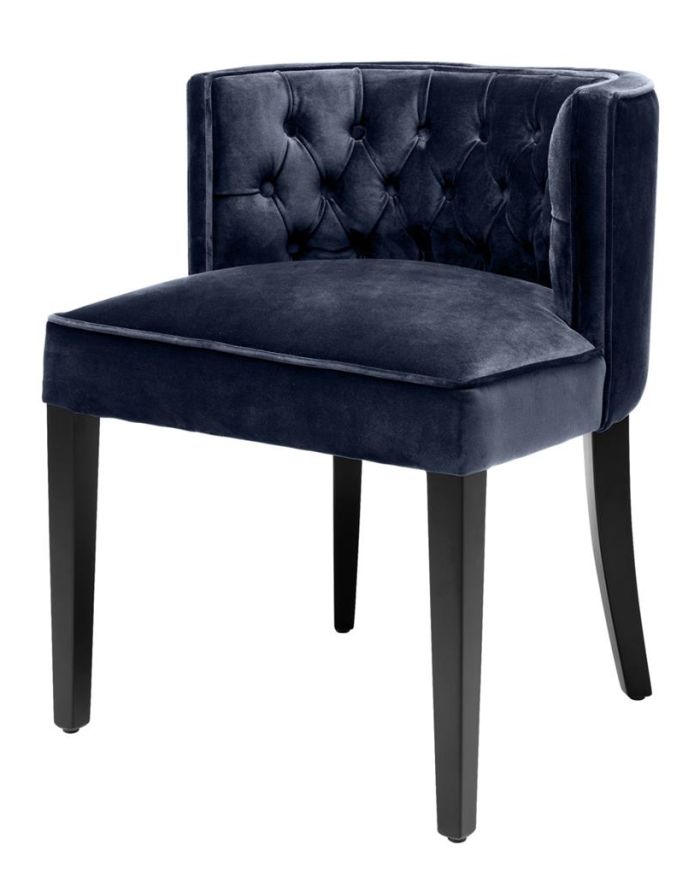Dining Chair Henry Fonda Savona midnight blue | black legs A. 60 | B. 58 | C. 77 | D. 46 | E. 50 cm