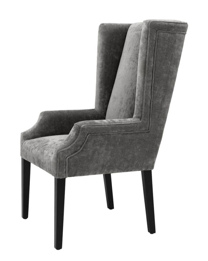 Dining Chair Doris Day Clarck grey | black legs A. 63 | B. 76 | C. 115 | D. 49 | E. 50 | F. 64,5 cm
