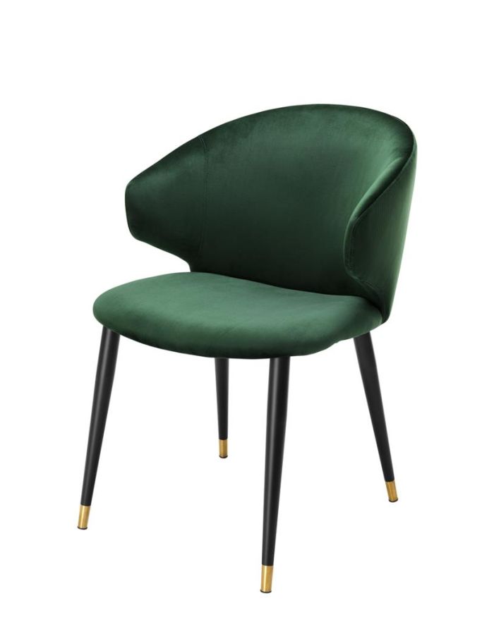 Dining Chair Wonder Roche dark green velvet | black & gold legs A. 57 | B. 64,5 | C. 83 | D. 47 | E. 48 | F. 70 cm