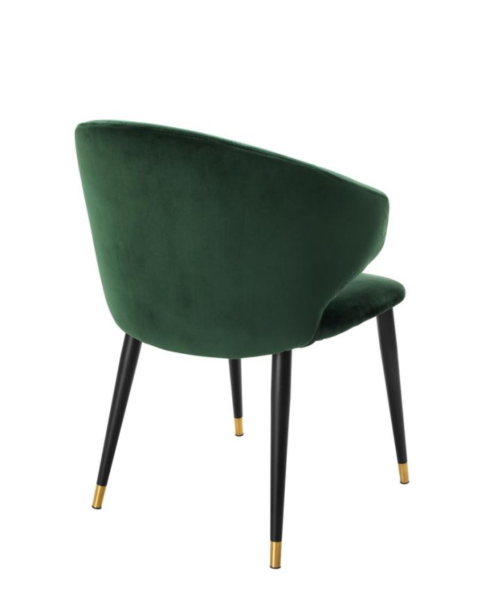 Dining Chair Wonder Roche dark green velvet | black & gold legs A. 57 | B. 64,5 | C. 83 | D. 47 | E. 48 | F. 70 cm
