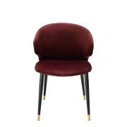 Dining Chair Wonder Roche bordeaux velvet | black & gold legs A. 57 | B. 64,5 | C. 83 | D. 47 | E. 48 | F. 70 cm