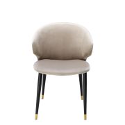 Dining Chair Wonder Roche beige velvet | black & gold legs A. 57 | B. 64,5 | C. 83 | D. 47 | E. 48 | F. 70 cm