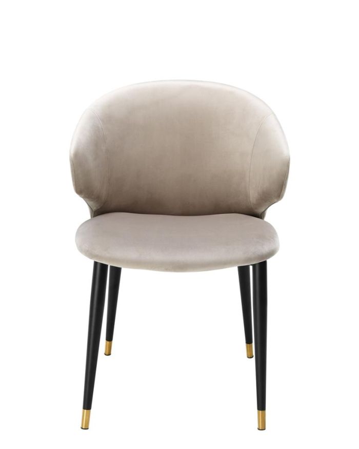 Dining Chair Wonder Roche beige velvet | black & gold legs A. 57 | B. 64,5 | C. 83 | D. 47 | E. 48 | F. 70 cm