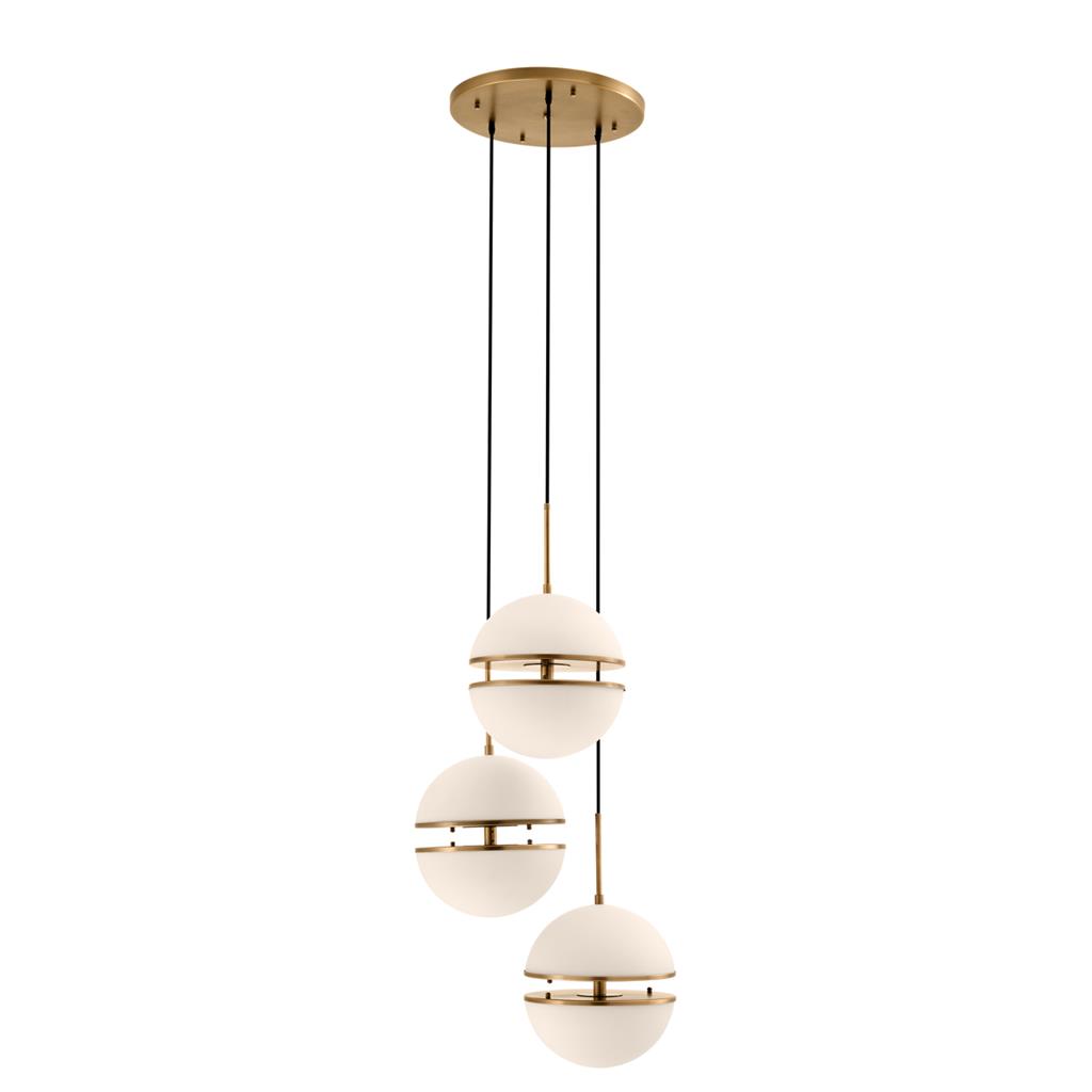 Hanging Lamp Alderaan Triple Antique brass finish | white glass ø 45 x H. 190 cm | adjustable