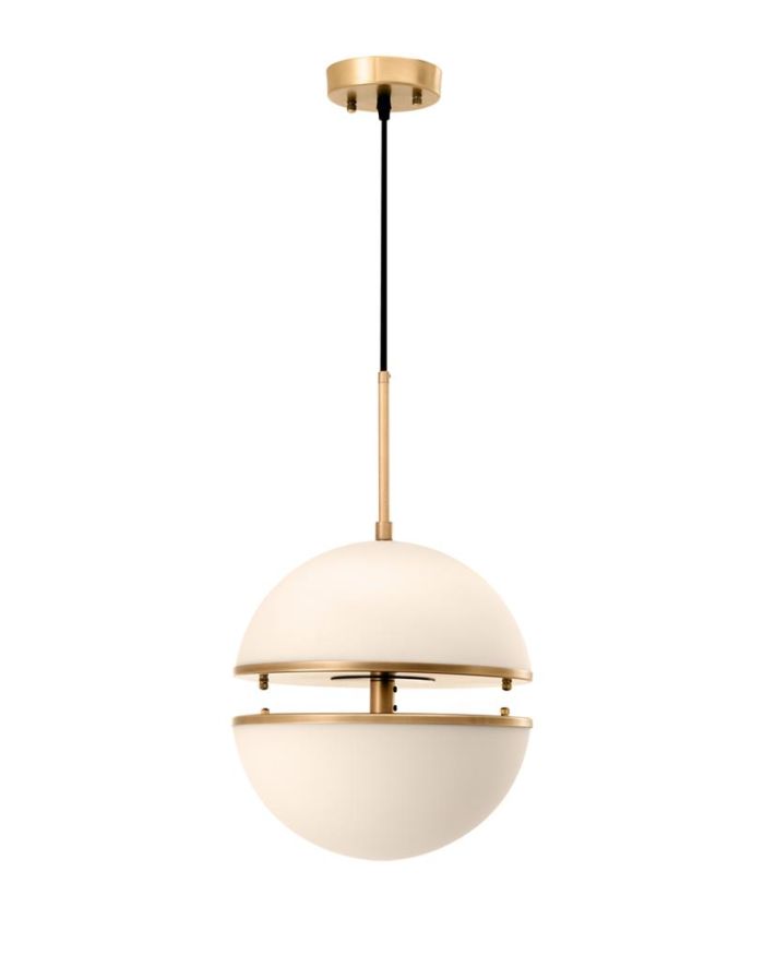 Hanging Lamp Alderaan Single Antique brass finish | white glass ø 30 x H. 160 cm | adjustable