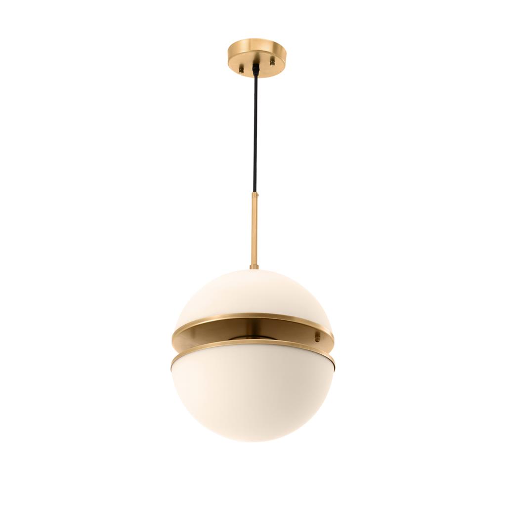 Hanging Lamp Alderaan Single Antique brass finish | white glass ø 30 x H. 160 cm | adjustable