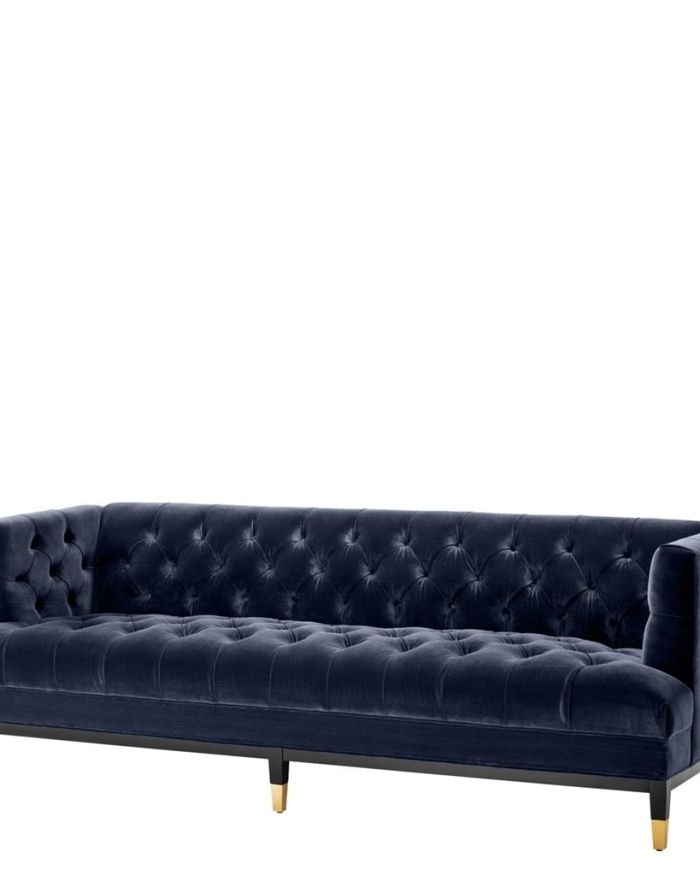 Sofa Bette Davis Savona midnight blue velvet | black & brass legs A. 230 | B. 85 | C. 79 | D. 61 | E. 44 cm