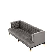 Sofa Bette Davis Roche porpoise grey velvet | black & brass legs A. 230 | B. 85 | C. 79 | D. 61 | E. 44 cm