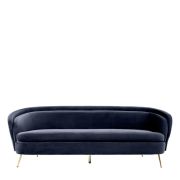 Sofa Ava Gardner Savona midnight blue velvet | brass legs A. 220 | B. 85 | C. 77 | D. 58 | E. 43 | F. 67 cm