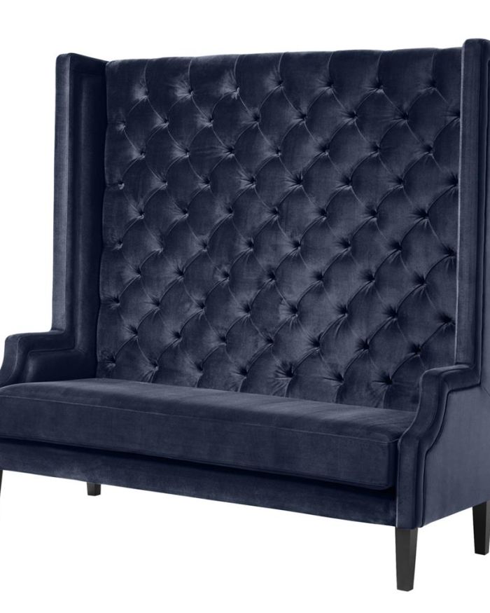 Sofa Spectacular Savona midnight blue velvet | black legs A. 160 | B. 68 | C. 160 | D. 55 | E. 40 | F. 63 cm