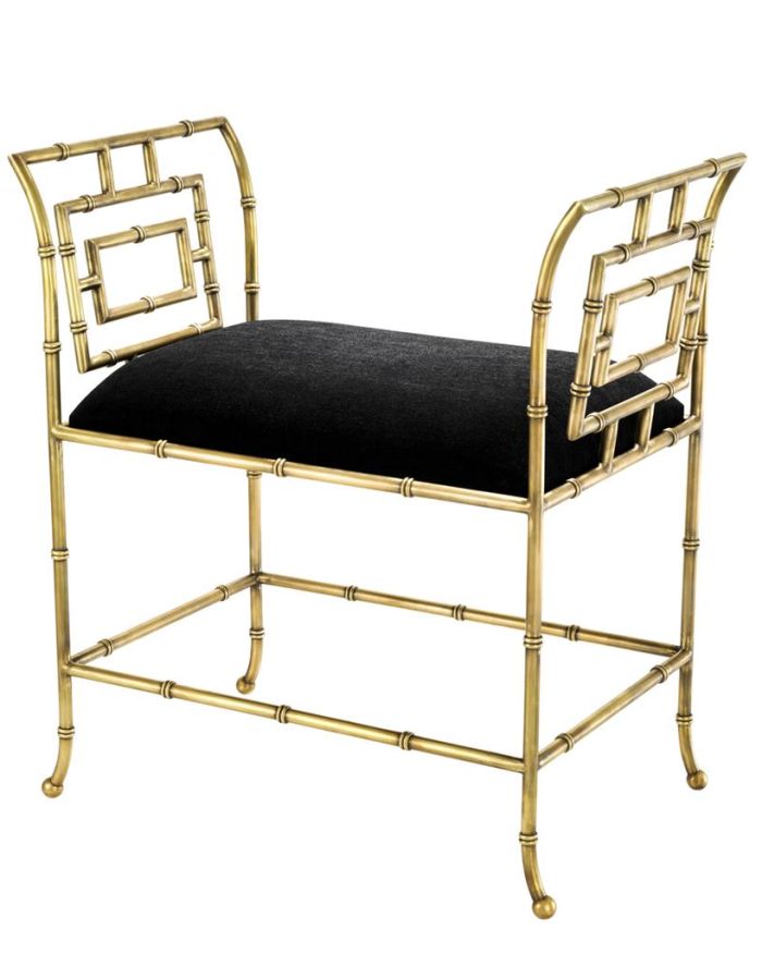Bench Madonna Vintage brass finish | black velvet A. 68 | B. 42 | C. 73 | D. 41 | E. 50 cm