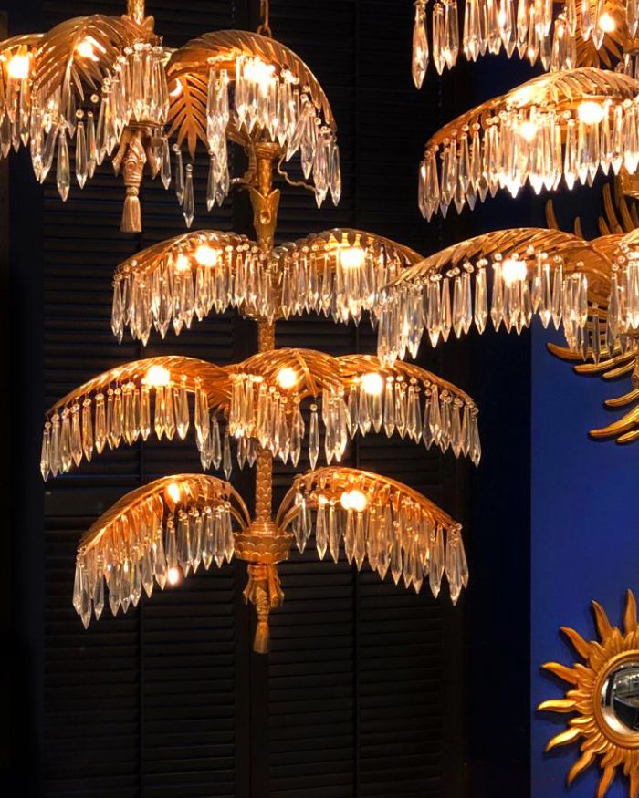 Chandelier Paradise tree Large Vintage brass finish | crystal glass