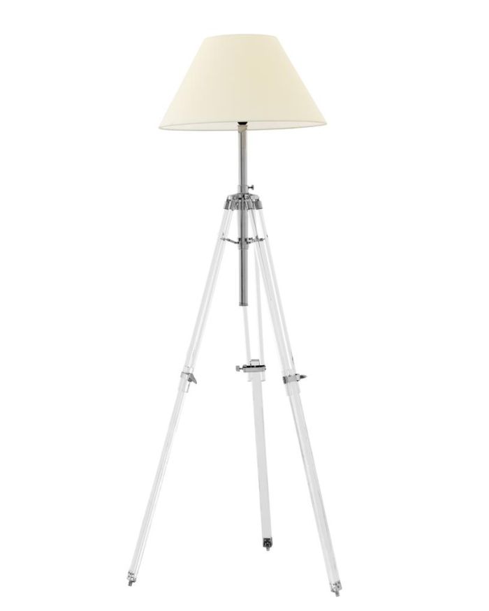 Floor Lamp Elégance Clear acrylic nickel finish Including cream shade