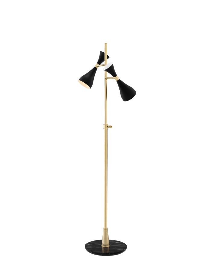 Floor Lamp Cordero Polished brass | black finish | black marble base