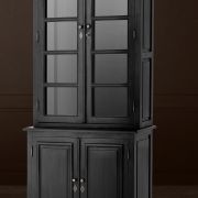 Cabinet Calea Black finish | white interior | clear glass  Antique brass hardware