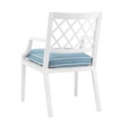 DINING CHAIR Grace Kelly WITH ARM White finish | sunbrella mineral blue