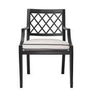 DINING CHAIR Grace Kelly WITH ARM Matte black finish | sunbrella canvas