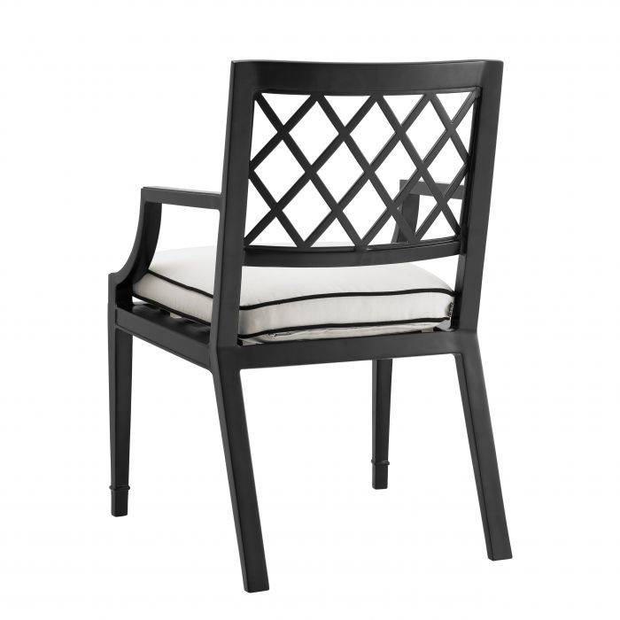 DINING CHAIR Grace Kelly WITH ARM Matte black finish | sunbrella canvas
